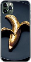 Geschikt voor iPhone 11 Pro Max hoesje - Gouden banaan op een donkere achtergrond - Siliconen Telefoonhoesje