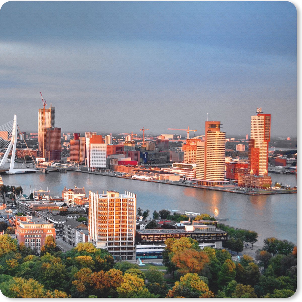 Muismat 30x30 cm - Mousepad Rotterdam - Skyline - Boom - Muismatten