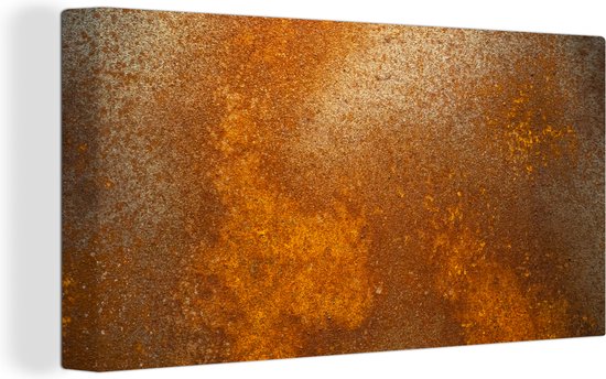 Canvas Schilderij Metaal - Roest - Oranje - Vintage - Industrieel - 80x40 cm - Wanddecoratie