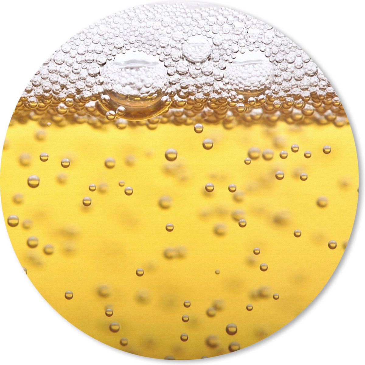 Muismat - Mousepad - Rond - Bierbubbels in glas met bier - 30x30 cm - Ronde muismat