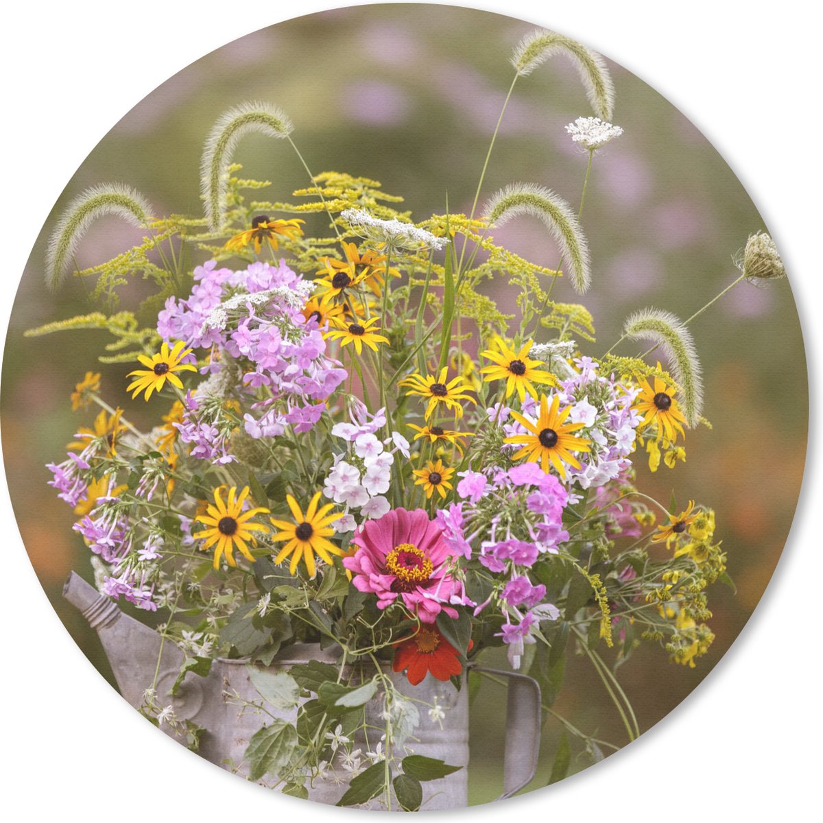 Muismat rond 50x50 cm - Mousepad Bloemen - Gieter - Kleur - Ronde muismatten