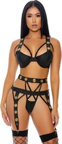 Caged Babe Lingerie Set - Black - S - Maat Large