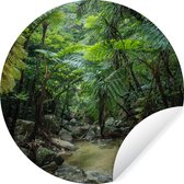 WallCircle - Muurstickers - Behangcirkel - Riviertje in tropische jungle - ⌀ 30 cm - Muurcirkel - Zelfklevend - Ronde Behangsticker