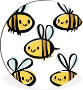Une illustration de cinq abeilles Cercle mural aluminium ⌀ 140 cm