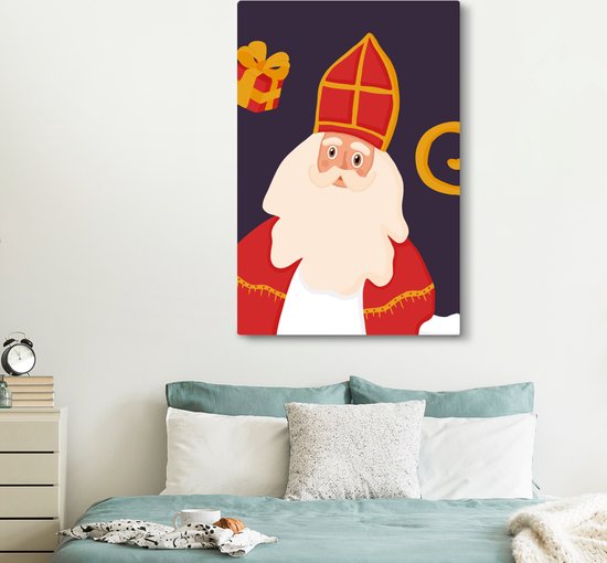 Tableau sur toile Sinterklaas - Personnel - Saint - Enfants - Garçons - Filles - Kids - 120x180 cm - Décoration murale XXL