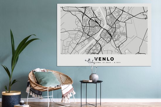 Tableau Peinture sur Toile Carte - Venlo - Nederland - 180x120 cm - Décoration murale XXL