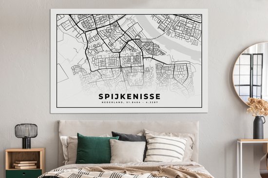 Tableau sur toile Carte - Spijkenisse - Nederland - 180x120 cm - Décoration murale XXL