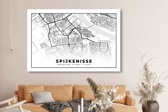 Tableau sur toile Carte - Spijkenisse - Nederland - 180x120 cm - Décoration murale XXL