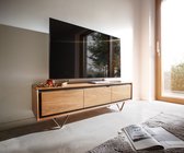 Tv-meubel Stonegrace Acacia natuur 145 cm 3 deuren steenfineer V-voets lowboard