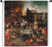 Wandkleed - Wanddoek - Temptation of Saint Anthony - schilderij van Jheronimus Bosch - 90x90 cm - Wandtapijt