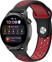 Siliconen Smartwatch bandje - Geschikt voor  Huawei Watch 3 - Pro sport band - zwart/rood - Strap-it Horlogeband / Polsband / Armband