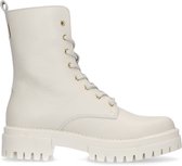 Manfield - Dames - Off white leren veterlaarsjes - Maat 39