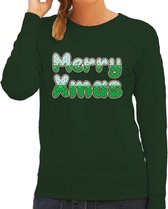 Merry xmas foute Kersttrui - groen - dames - Kerstsweaters / Kerst outfit S