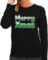 Merry xmas foute Kersttrui - zwart - dames - Kerstsweaters / Kerst outfit XL