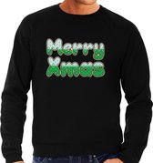 Merry xmas foute Kersttrui - zwart - heren - Kerstsweaters / Kerst outfit M