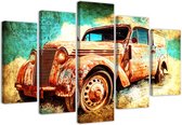 Trend24 - Canvas Schilderij - Rusty Car - Vijfluik - Hobby - 100x70x2 cm - Bruin