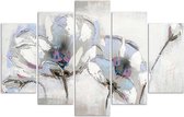 Trend24 - Canvas Schilderij - Painted Flowers - Vijfluik - Bloemen - 200x100x2 cm - Grijs