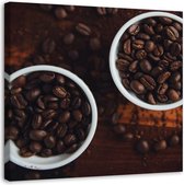 Trend24 - Canvas Schilderij - Kopjes Vol Koffie - Schilderijen - Voedsel - 50x50x2 cm - Bruin
