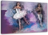 Trend24 - Canvas Schilderij - Paar Dansen Ballet - Schilderijen - Voor Jongeren - 100x70x2 cm - Paars