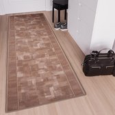 Tapiso Antislip Rubber Mat Bruin Abstract Klassiek Rubbermat Tapijt Maat- 100x600