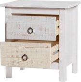Nachtkastje 2 lades - Wit decor - L 46 x D 35 x H 49,5 cm - FLORA