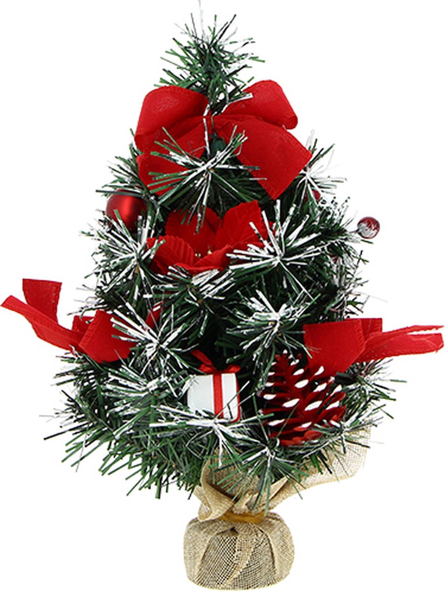 30 cm tafelboom met kerstknoop - rood