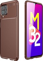 Samsung Galaxy M32 4G Hoesje - Mobigear - Racing Serie - TPU Backcover - Bruin - Hoesje Geschikt Voor Samsung Galaxy M32 4G