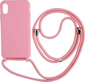 iPhone 13 Pro Back Cover Hoesje met Koord - Back Cover - Silliconen - Flexibel - Koord - Apple iPhone 13 Pro - Roze