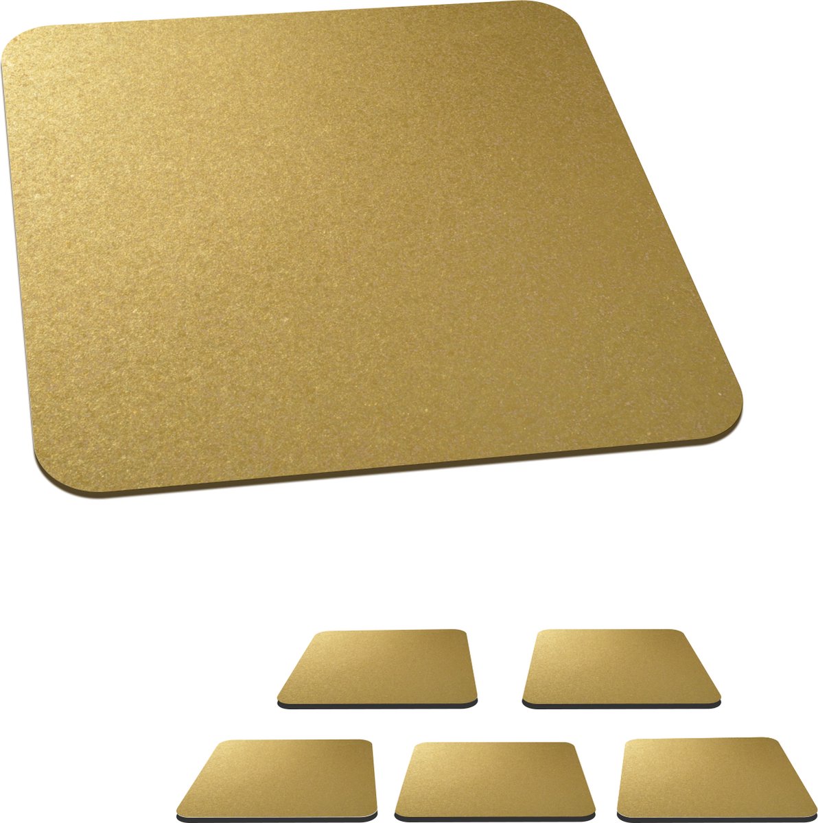 Onderzetters voor glazen - Goud - Metaal - Goud print - 10x10 cm - Glasonderzetters - 6 stuks