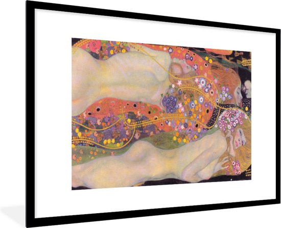 Fotolijst incl. Poster - Waterslangen II - schilderij van Gustav Klimt - 90x60 cm - Posterlijst