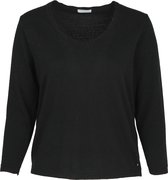 Promiss - Female - Trui met gefestonneerd detail in viscose  - Zwart