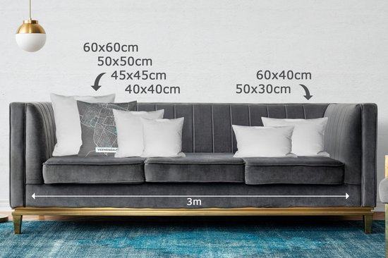 Coussins décoratifs - Oreillers Coussins décoratifs - Carte - Veenendaal - Grijs - Blauw - Plan de la ville