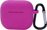 Case2go - Coque adaptée pour Apple Airpods Pro - Housse Airpods en Siliconen avec mousqueton - Coque pour Airpods 3 - Violet