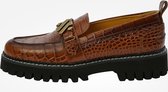 KUNOKA EMMY loafer croco cognac - Loafers Dames - maat 36 - Cognac Bruin