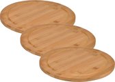 Set van 6x stuks bamboe broodplank/serveerplank/snijplank rond 25 cm - Snijplank met sapgroef - Ontbijtbord