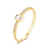 Twice As Nice Ring in zilver, 1 baguette zirkonia, kleine zirconia  52