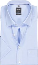OLYMP Luxor modern fit overhemd - korte mouw - lichtblauw met wit geruit - Strijkvrij - Boordmaat: 44