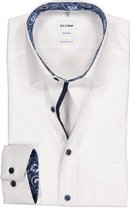 OLYMP Tendenz modern fit overhemd - wit  (blauw contrast) - Strijkvriendelijk - Boordmaat: 38