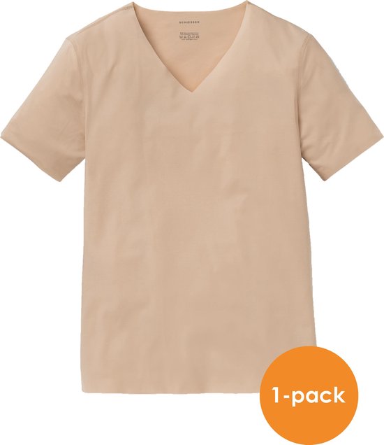 T-shirt SCHIESSER découpé au laser (paquet de 1) - sans couture avec col en V profond - couleur chair - Taille: M