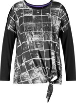 SAMOON Dames Longsleeve met geknoopt detail Black gemustert-46