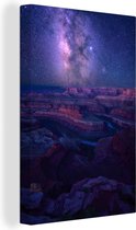 Canvas Schilderij Melkweg boven de Grand Canyon - 20x30 cm - Wanddecoratie