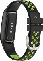 Fitbit Luxe Sport Bandje - Verstelbaar Siliconen Horlogebandje - Zwart met Groen - 160-220mm - Geschikt voor Sport & Dagelijks Gebruik - Niet Origineel