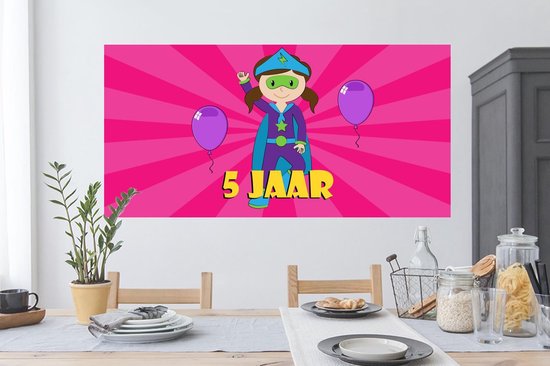 Stickers muraux - Film autocollant - Anniversaire - 5 ans - Ballons - 120x60 cm - Film adhésif - Stickers muraux muraux Chambre d'enfant - Papier peint autocollant - Papier peint autocollant - Film autocollant