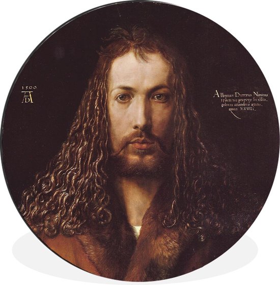 WallCircle - Wandcirkel - Muurcirkel - Zelfportret - Albrecht Dürer - Aluminium - Dibond - ⌀ 60 cm - Binnen en Buiten