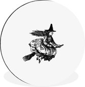 WallCircle - Wall Circle - Wall Circle - Vintage - Sorcière - Balai - Aluminium - Dibond - 60x60 cm - Intérieur et Extérieur