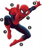 muursticker Spider-Man 134 cm vinyl rood 17-delig