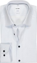 OLYMP Tendenz modern fit overhemd - lichtblauw met wit rondjes dessin - Strijkvriendelijk - Boordmaat: 41