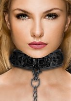 Luxury Collar with Leash - Black - Bondage Toys