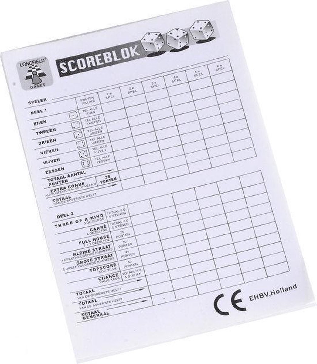 Yathzee scoreblok 1 stuks - 100 pagina's — afbeelding 3