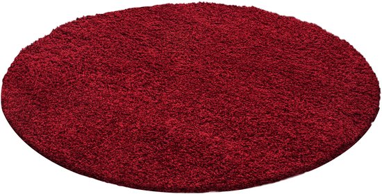 Tapis Shaggy Rond Basique Himalaya Shaggy Rouge